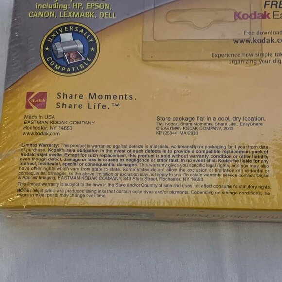 Kodak Premium Photo Paper - 100 Sheets - High Gloss - Inkjet - 4" x 6" - 156 526 - Picture 6 of 11
